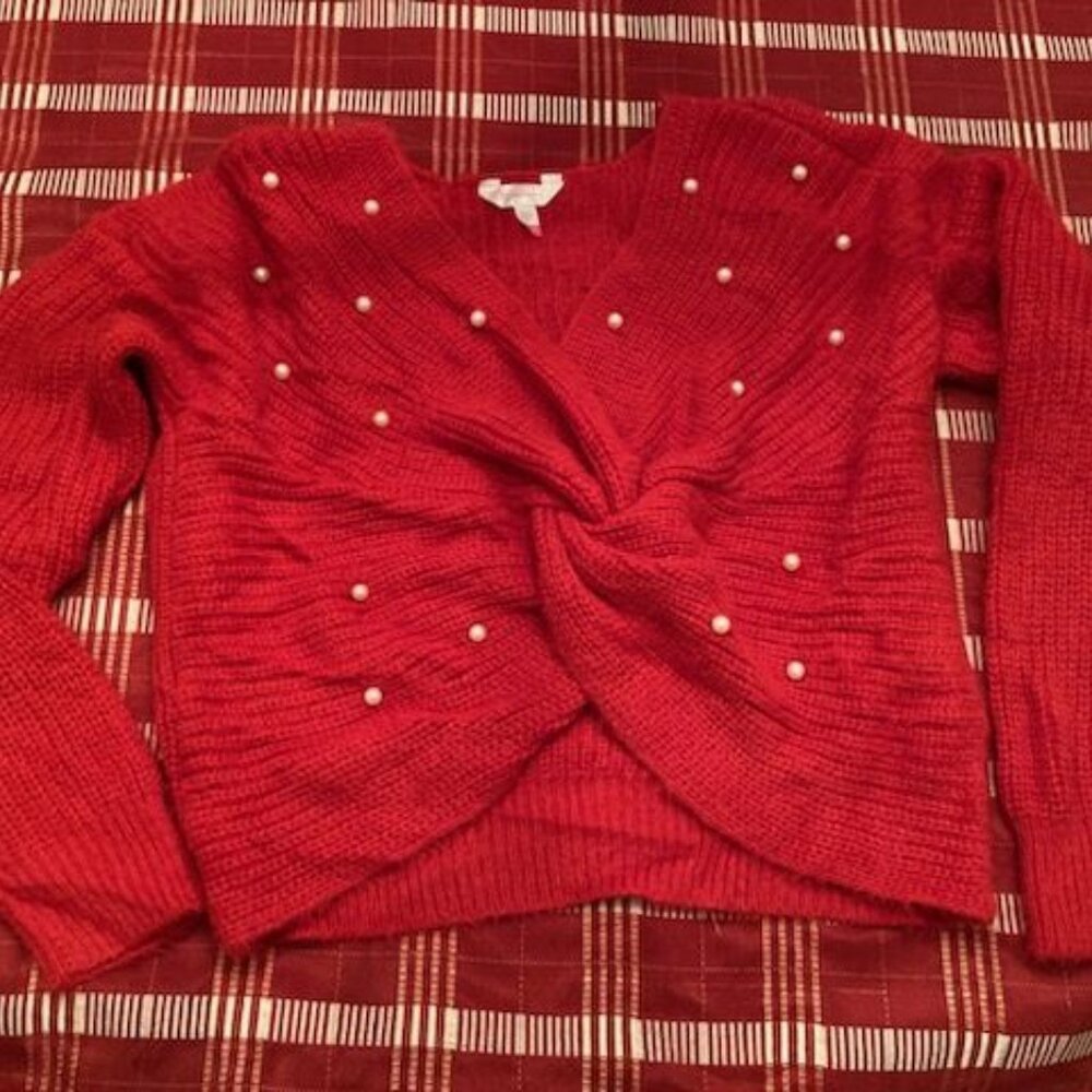 Red beaded sweater -Size XL
